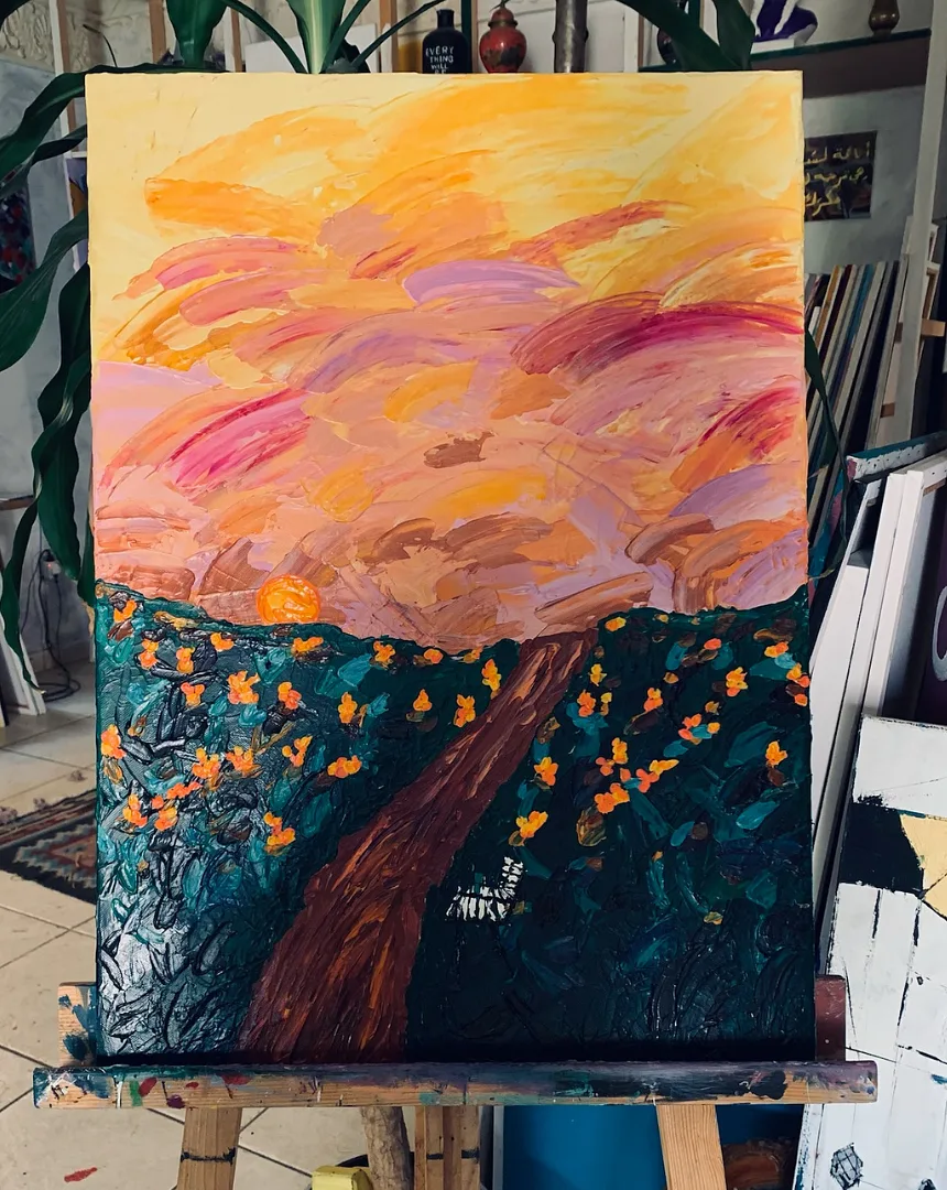 Sunset painting - Landscape Acrylic Painting By ARTSPACE