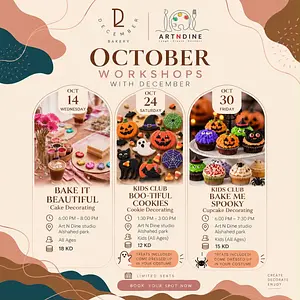 Art N Dine Workshops with December Bakery December cake ديسمبر كيك 🧁